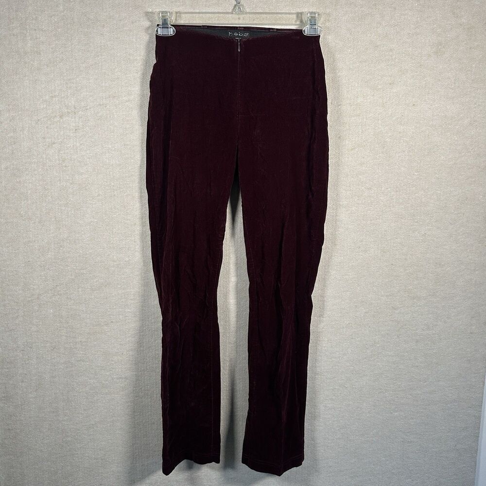 VTG Bebe Maroon Velvet Velour Stretch Waist Low Rise Zip Front Pants Women’s 2
